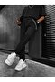 Men's Boyfriend Chain Fabric Trousers Black - 4