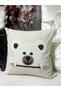 Linen Fabric Cute Teddy Bear Embroidered Punch Cushion Cover (Panç) 43*43 cm - 8