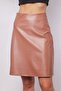 Women's Lightweight Lycra Leather High Waist Knee Length Bell Skirt-Camel - 6