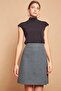 Lightweight Lycra Wool Winter Jacquard Fabric High Waist Lightweight Above-The-Knee Bell Skirt-Light Green Houndstooth - 5