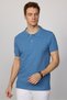 Men's Slim Fit Slim Fit 100% Cotton Plain Pique Petrol Color Polo Collar T-Shirt