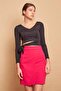 High Waist Wrap Double Breasted Cotton Lycra Fabric Pencil Office Skirt -Fujya - 5