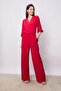 Capri Truvakar Sleeve Wide Leg Lightweight Lycra Stylish Fabric Jumpsuit-Red - 3