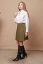 High Waist Light Lycra Fabric Knee Length Bell Skirt-Oil Green - 6