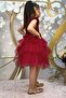 Girl's Sequined Embroidered Katkat Claret Red Evening Dress Age 4-7 - 8
