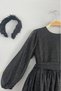 Girls’ Crew Neck Sheer Sleeves Tulle Hem Glittery Black Formal Dress - 7
