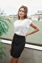 Women's Light Lycra Fabric High Waist Wrap Double Breasted Lightweight Mini Pencil Skirt-Black - 2