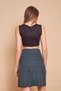 Lightweight Lycra Wool Winter Jacquard Fabric High Waist Lightweight Above-The-Knee Bell Skirt-Green Houndstooth - 6