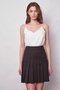 Women's High Waist Pleated Light Lycra Stylish Fabric Knee Length Bell Skirt-Black - 3