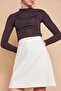 High Waist Light Lycra Fabric Knee Length A-Line Skirt-Champagne - 3