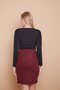 Winter Lycra Wool Fabric High Waist Above Knee Pencil Skirt-Burgundy Diagonal - 5