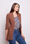 Hakim Yaka Flato Pocketed Sleeve Slit Long Blazer Cotton Stretch Fabric Fabric Jacket - Tan - 5