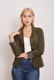 Collared Flato Pocketed Long Sleeve Office Stylish Blazer Fabric Jacket-Dark Green - 2