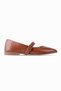 Alexix Women's Genuine Leather Single Strap Buckle Ballerinas-Tan