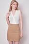 Women's High Waist Flato Pocket Display Light Lycra Fabric Short Pencil Skirt-Camel - 4