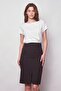 Women's High Waist Front Slit Light Lycra Stylish Fabric Below the Knee Office Pencil Skirt - Black - 2