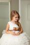 Girl's Glittery Bow Detailed Layered Tulle White Evening Dress - 6