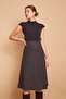 Women's Winter Woolen Jacquard Light Lycra Fabric High Waist Long A-Line Skirt-Khaki Diagonal - 5