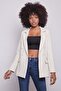 Women's Button Detailed Long Sleeve Stylish Office Ornamental Pocket Flap Fabric Blazer Jacket-Champagne - 5