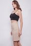 High Waist Above Knee Stylish Fabric Pencil Skirt-Beige - 2