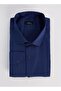Men's Big Size Large Size Cotton Single Pocket Satin Navy Blue Shirt - 2