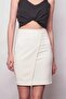 High Waist Wrap Double Breasted Light Lycra Fabric Pencil Office Skirt-Cream - 5