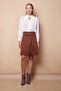 Lightweight Lycra Suede Fabric High Waist Above Knee Short Kilos Skirt-Tan - 4