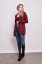 Plaid Pattern Collared Long Sleeve Single Button Woolen Fabric Blazer Jacket-Burgundy Plaid