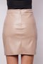 Women's Light Lycra Leather High Waist Slit Above Knee Pencil Skirt-Beige - 7