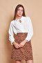 Lightweight Lycra Wool Winter Jacquard Fabric High Waist Lightweight Above-The-Knee Bell Skirt-Leopard - 3