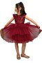 Girl's Sequined Embroidered Katkat Claret Red Evening Dress Age 4-7 - 7