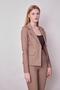 Women's Collared Pocket-Covered Long Sleeve Lightweight Lycra Fabric Blazer Jacket (Pants 40076)-Mink - 5
