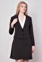 Women's Striped Collar Long Sleeve Lightweight Lycra Fabric Short Blazer Jacket-Black Line - 3