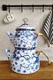 Double lid blue flower enamel teapot set, gold handle enamel teapot set - 2