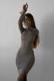 Mink Turtleneck Slit Women's Dress Mg1735 - 2