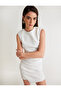 Sleeveless Mini Dress with Asymmetrical Fold Detail - 2