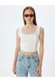 Kt - Lace Strap Tank Top Ruffled Cotton Slim Fit - 3