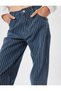 Striped Trousers Buttoned Straight Long Leg Cotton - Longer Straight Fit Jean - 5