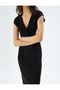 V Neck Sleeveless Crepe Scuba Fabric Slim Fit Midi Length Pencil Dress - 5