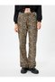 Leopard Pants Regular Waist Straight Fit with Pockets and Buttons - 3