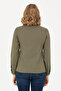 Women's Dark Khaki Long Sleeve Basic Shirt 50277630-Vr111 - 5
