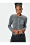 Hair Knitted Textured Buttoned Crew Neck Knitwear Cardigan