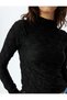 Textured Semi-Transparent Body Stand Collar Long Sleeve Slim Fit - 5