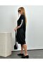 Women's Black Above Knee Ribbed Dress - 2