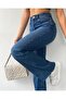 Diana Gold Colorfast Fabric Dark Blue Casual Jeans Lycra Palazzo Wide Leg - 3