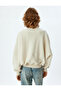 Oversized Zippered Sweatshirt with Stitching Detail and Crew Neck - 4