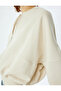 Oversized Zippered Sweatshirt with Stitching Detail and Crew Neck - 5