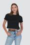 Crew Neck Short Sleeve 2-Piece Crop T-Shirt 956 Black - 2