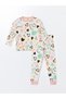 Lcw Kids Printed Crew Neck Printed Long Sleeve Girls' Pajamas Set