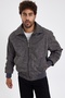 New Season Men's Washed Gray Leather Coat Lns58529Y